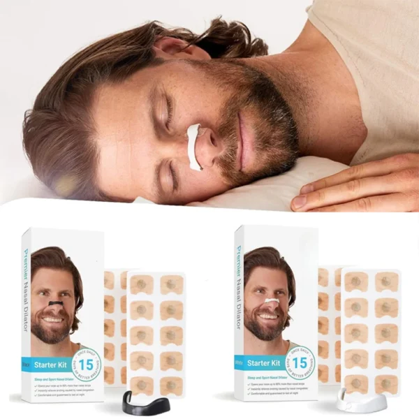 homen dormindo melhor com dilatador nasal com imas